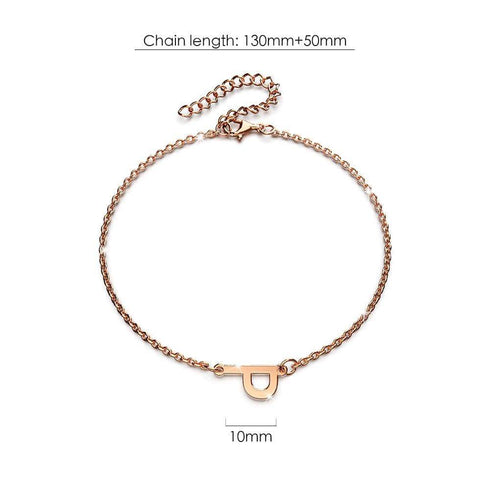 Bold Alphabet Letter Initial Charm Bracelet in Rose Gold Tone